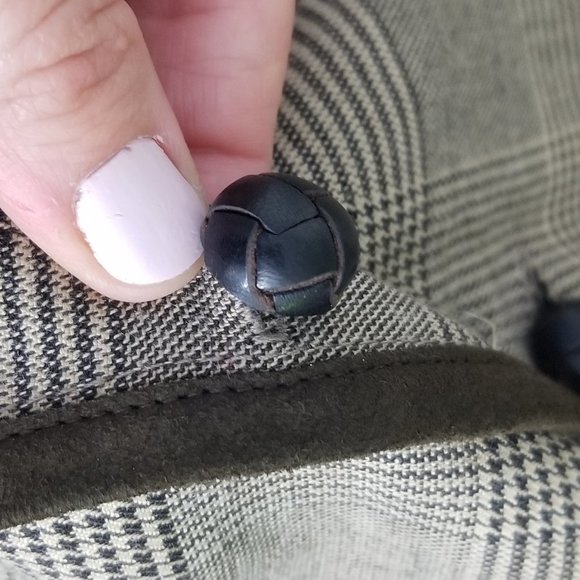 Vintage L'Officiel Wool Blend Lined Faux Suede Trim Tan Hounds Tooth Plaid Sz 4 - Picture 10 of 10